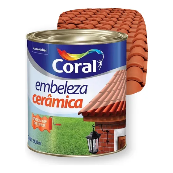 Tinta Embeleza Cerâmica Para Telhas E Tijolos 900ml Coral