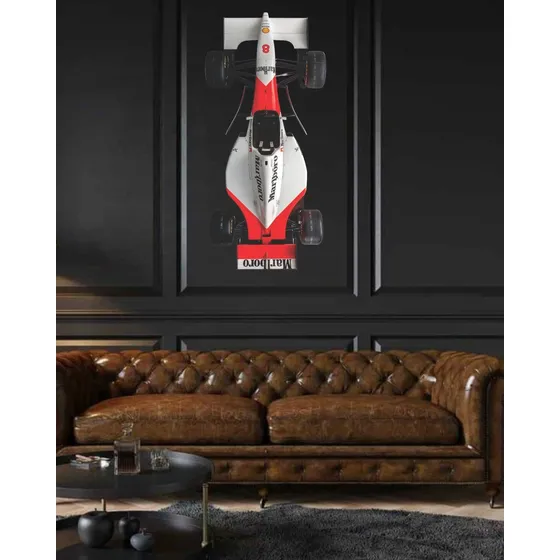 Quadro Decorativo Lotus F1 Senna - Tecnoshop 88x38cm Mc Laren Branca