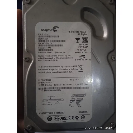 Disco Duro Seagate 160 Gb