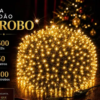 Strobo Natal 500 Leds Pisca 100 Flash 50m Prova D'água Bivolt Branco Quente