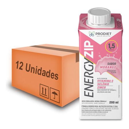 Energyzip 200ml - Morango - Prodiet Kit Com 12 Energyzip 200ml - Morango - Prodiet Kit Com 12