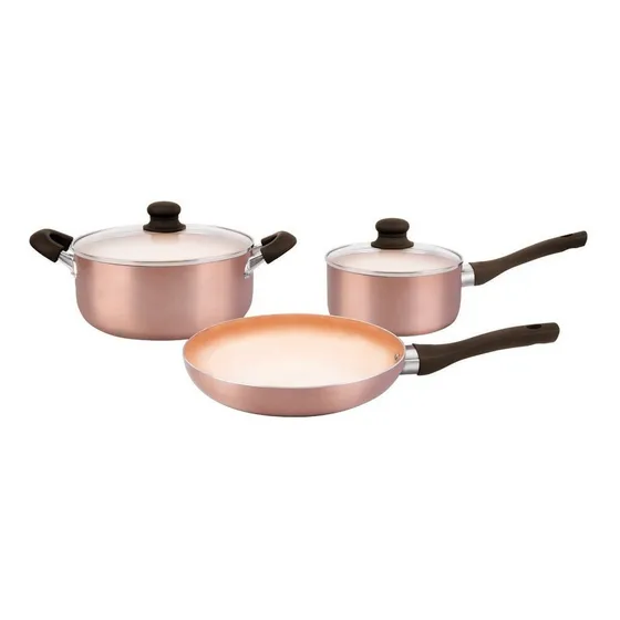 Bateria De Cocina Ceramica Antiadherente Hudson Set 5 Pcz Color Cobre