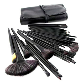 Set 24 Brochas Maquillaje Profesional Estuche Ojos Negro Mat Set 24 Brochas Maquillaje Profesional Estuche Ojos Negro Mat