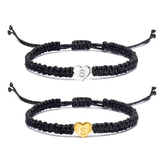 Inenimartj Pulseras A Juego Con Inicial De Corazón Para Pare Inenimartj Pulseras A Juego Con Inicial De Corazón Para Pare