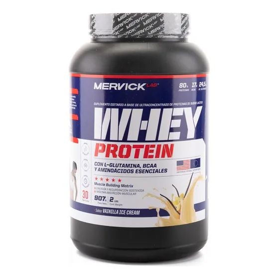 Suplemento en polvo MervickLab Whey Protein proteínas sabor vainilla en pote de 2lbs