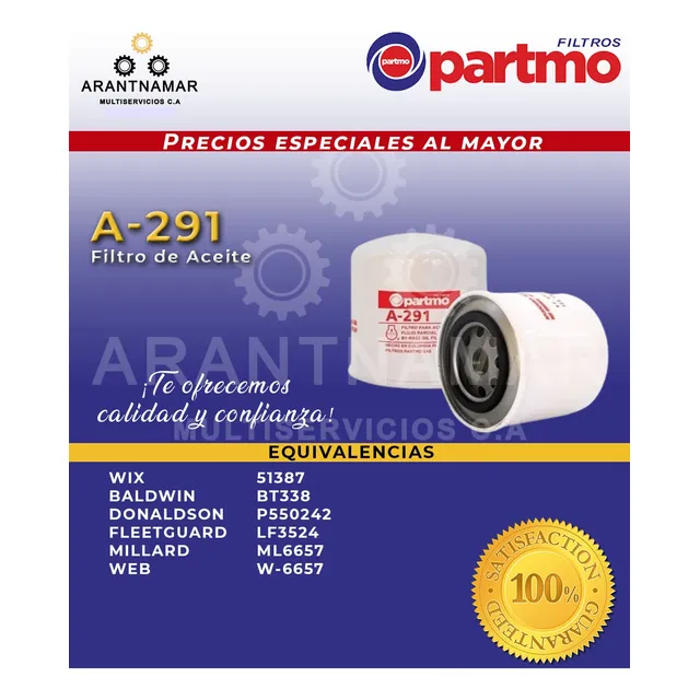 Filtro Aceite  Partmo A-291/51387/bt338/p550242