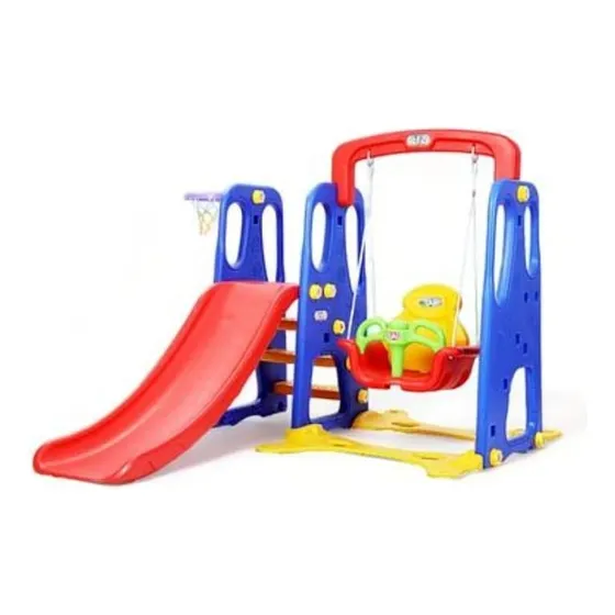 Columpio Resbaladera Juegos Para Niños 4 En 1 Con Basquet Color Multicolor