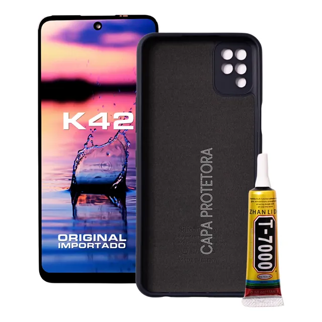 Kit Tela Display Frontal Compatível K42 + Capinha + Cola
