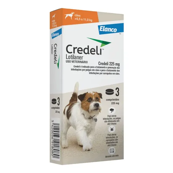 Credeli Elanco 225mg Antipulgas Carrapatos Cães 5,5-11kg 3 Comprimidos