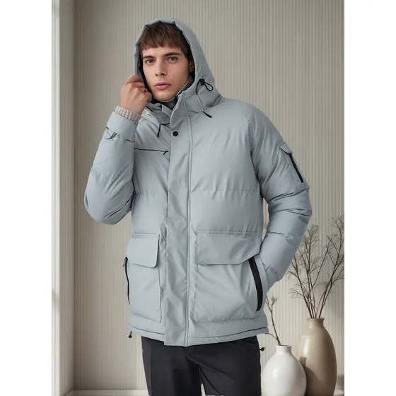 Parka Vesubio Puffer Hombre Con Capucha 7 Bolsillos