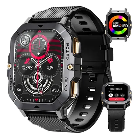 Relógio Inteligente Masculina Smartwatches Esportivo Militar Preto