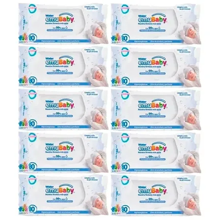 Toalla Emubaby Water 99% Agua Pack 10