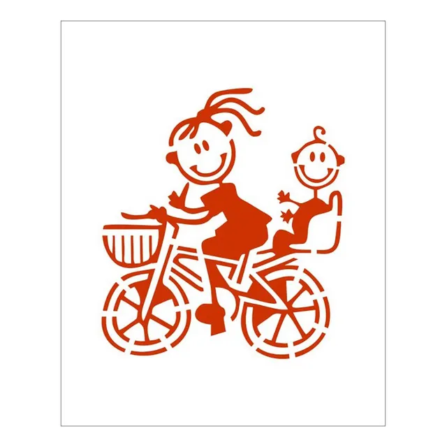 Stencil Bicicleta Mãe E Filho - 20x25 - Ref B1013
