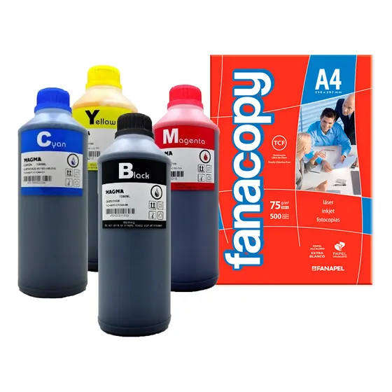 Pack 4 Litros Tinta Compatible Brother + Resma Fanacopy A4