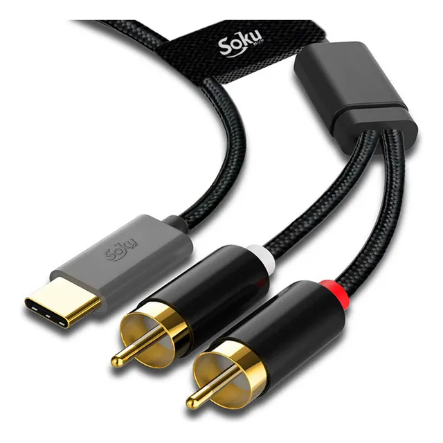 Cable Usb C A 2 Rca Hifi Sonido Premium 24k Soku