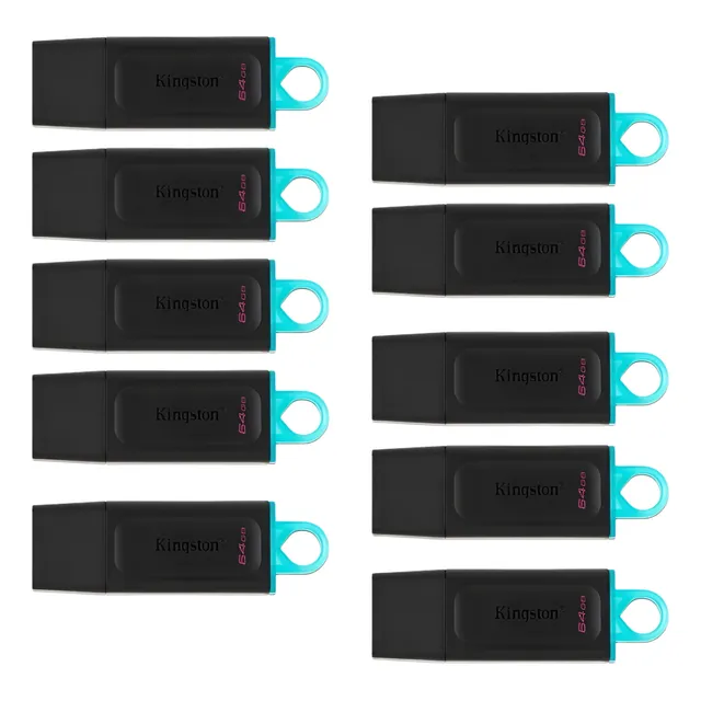 Kit 10 Pza Memoria Usb 64 Gb Kingston Exodia Dtx/64 Negro Kt