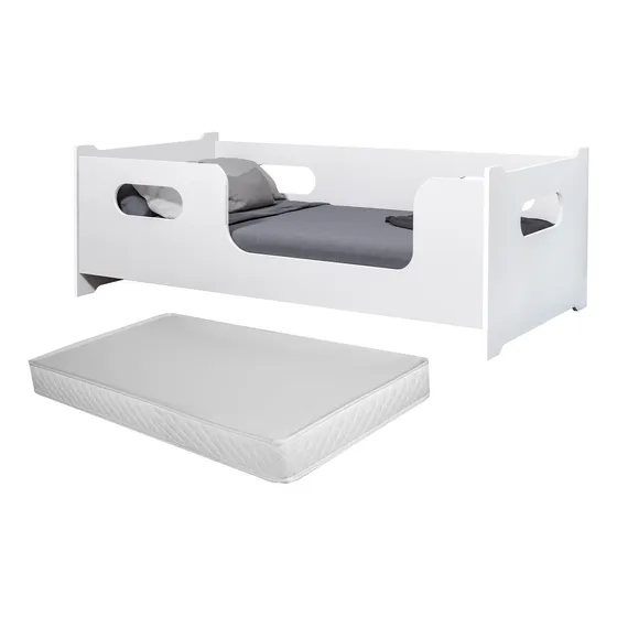 Cama Solteiro Montessoriana Encanto Luxo Com Colchão E Grade