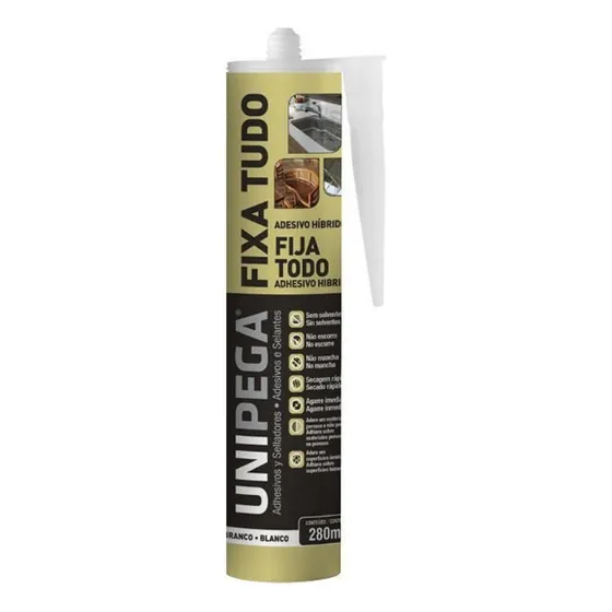 Pegamento Fijo Adhesivo de Silicona All 400g Unipega - Fijación Resistente y Rápida, Ideal para Materiales como Vidrio, Metal, Madera y Plástico, Uso Interior y Exterior, Alta Durabilidad