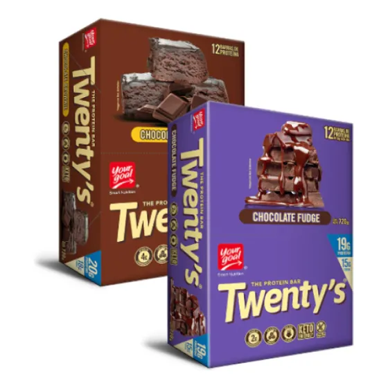 Barras De Proteina Yourgoal Twentys 12u Fudge + 12u Brownie