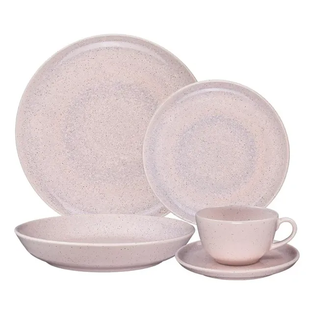 Aparelho De Jantar E Chá 20 Peças Flat Oxford Belle Rose Rosa