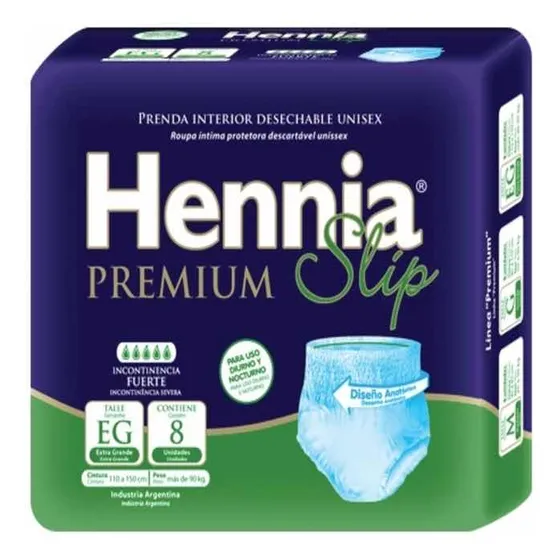 Hennia Pañales Para Adultos Premium Slip Extra Grande Con 8 Unidades 