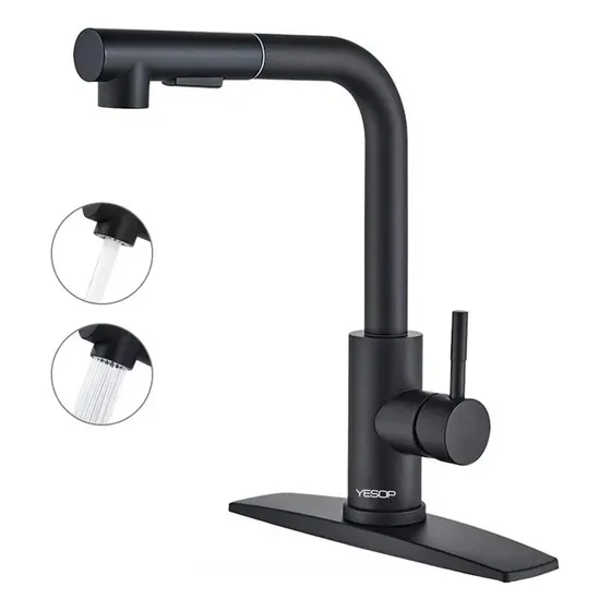 Grifo Monomando Llave Mezcladora Cocina Extensible Negro