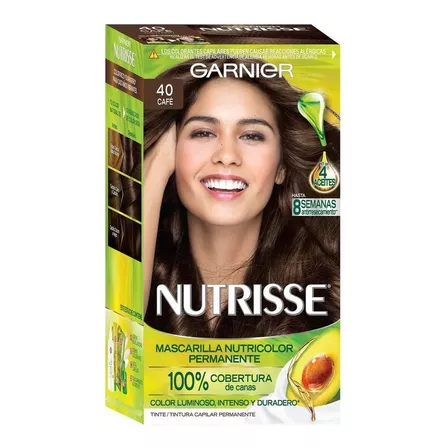 Kit Tinte Garnier  Nutrisse regular clasico Mascarilla nutricolor permanente tono 40 moca clásico para cabello