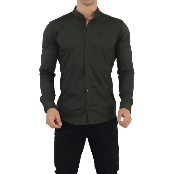Camisa Cuello Mao White John Leopard Slim Fit Envío Gratis