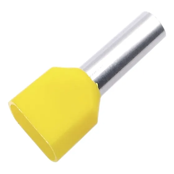 5un Terminal Tubular Ilhós Duplo 6,0mm² 14mm Amarelo Te6014
