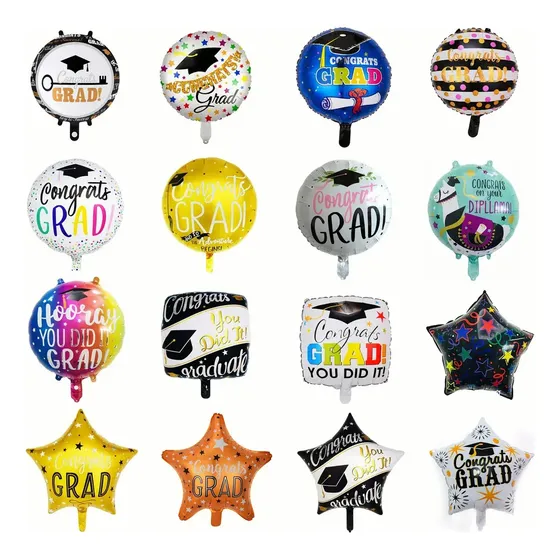 52pcs Globos De Fiesta De Graduación De 18inch Decoración Color Negro