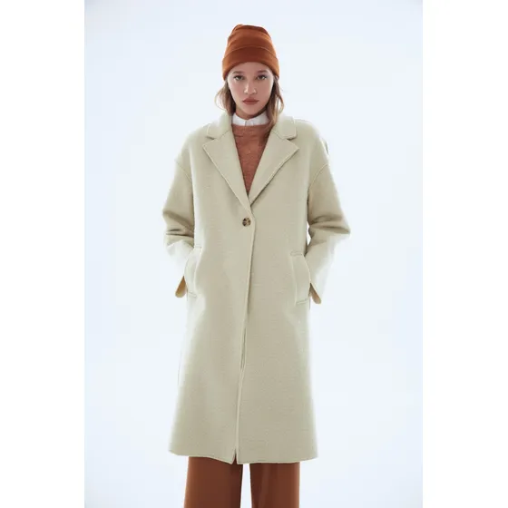 Abrigo Boucle Largo Verde Claro Mujer Desiderata