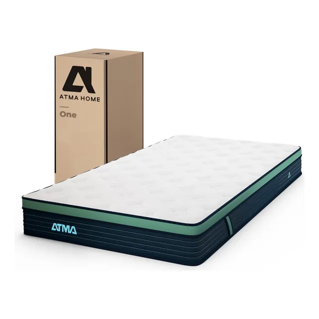 Colchón Atma One En Caja 1 Plaza 3 Capas De Espuma 20 Cm Color Blanco/verde/azul