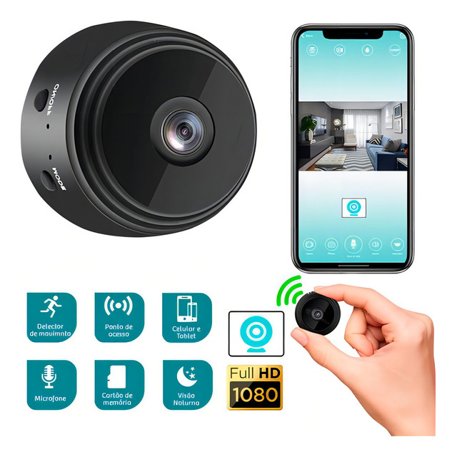 Mini Camera EspiĂŁ A9 Wifi Veicular Escondida Noturna RĂĄpido. Cor Preta Mini Camera EspiĂŁ A9 Wifi Veicular Escondida Noturna RĂĄpido. Cor Preta