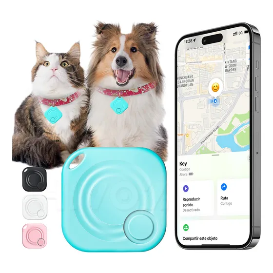 Mini Smart Tag Rastreador Gps Bluetooth para Mascotas Funda Llavero Alarma de Prevención de Pérdidas Impermeable Color Agua