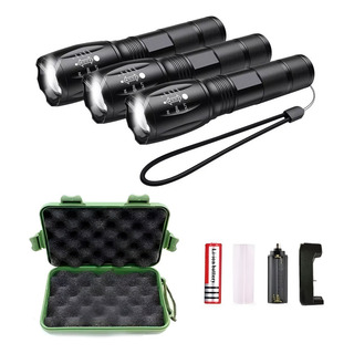 Kit 3 Lamparas Táctica Linterna Led Recargable Contra Agua Kit 3 Lamparas Táctica Linterna Led Recargable Contra Agua