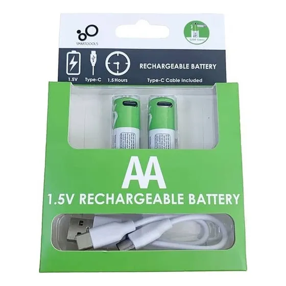 Batería Pila Pack Aa Recargable Cable Usb Carga Rápida 1.5v