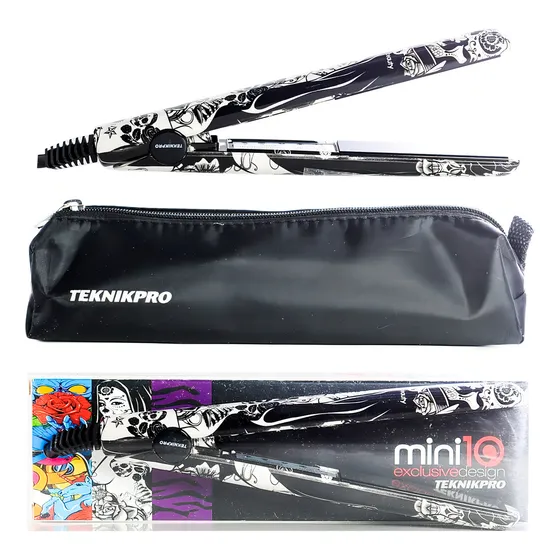 Teknikpro Mini Planchita Alisado Flequillo Funda Black White Color Negro