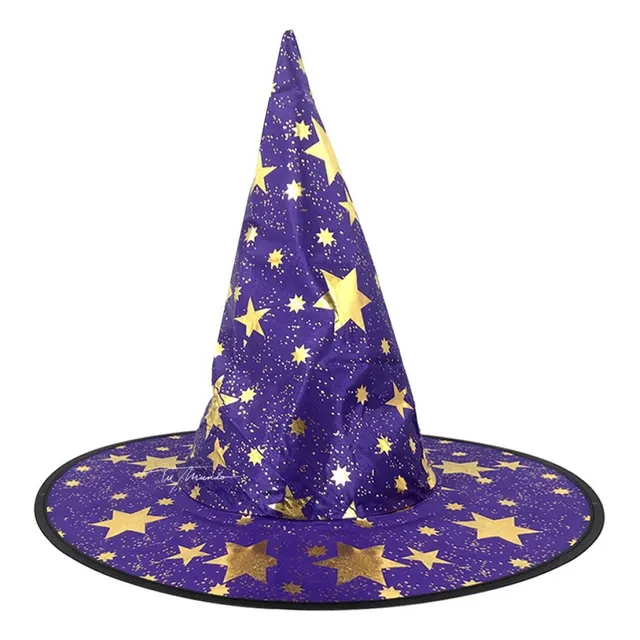 Sombrero Bruja Estrellitas Halloween 1 Unidad   38,5 X 30 Cm