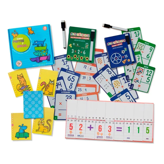 Combo De Juegos Didácticos Matemáticas Libro Y Cartas