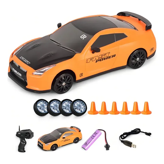 Skyline Gtr R35 Drift Carrinho Controle Remoto Extra Cor Amarelo