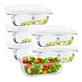 Kit 6 Pote Hermético 1040ml Vidro Sayonara Resistente Design Elegante Cor Transparente