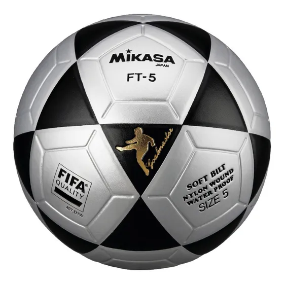 Pelota de fútbol Mikasa FT-5 nº 5 color plateado y negro
