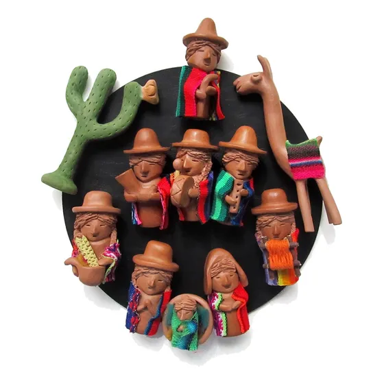 Pesebre Norteño Olla Chica Artesanal Cerámica En Mamakolla
