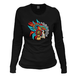 Playera M Larga Quetzalcoatl Skull7 Mex1 Playera M Larga Quetzalcoatl Skull7 Mex1