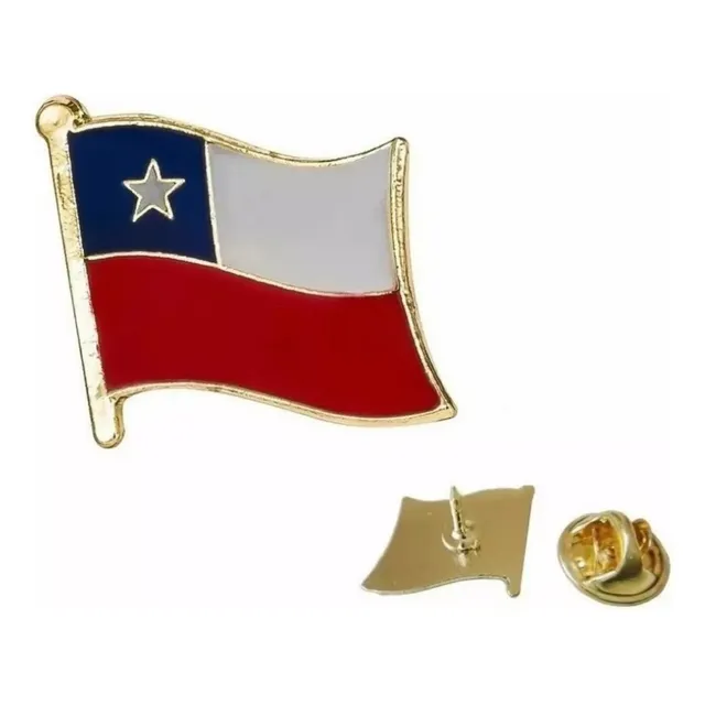 Pack 12 Piocha Pin Bandera Chilena Metálica Botón Chile 
