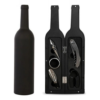 Set De Vino Sacacorchos Kit Descorchador Estuche Botella Color Negro Set De Vino Sacacorchos Kit Descorchador Estuche Botella Color Negro