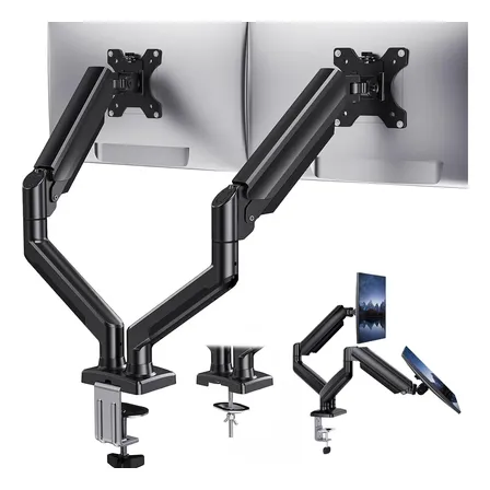 Suporte Braço Monitor Duplo Articulado Mesa Vesa 2 Monitores Preto
