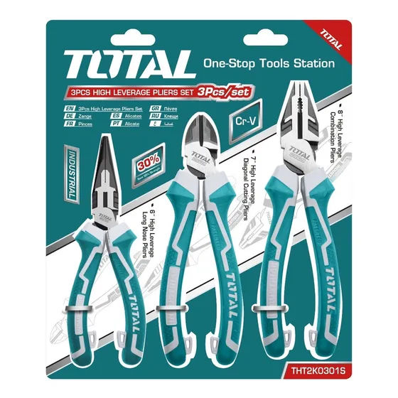 Set 3 Alicates, Pinzas Total, Alto Torque, Línea Industrial