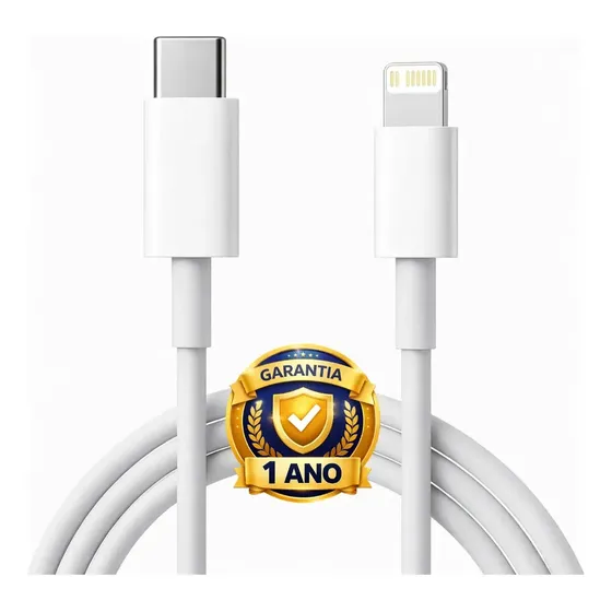 Cabo Carregador Compativel Com iPhone 6 7 8 X Xr Xs 11 12 13 14 Pro Max Turbo Tipo C Branco