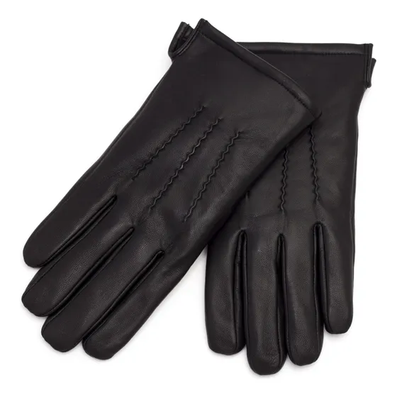 Guantes Hombre Cuero De Oveja Negro Térmicos Elegantes